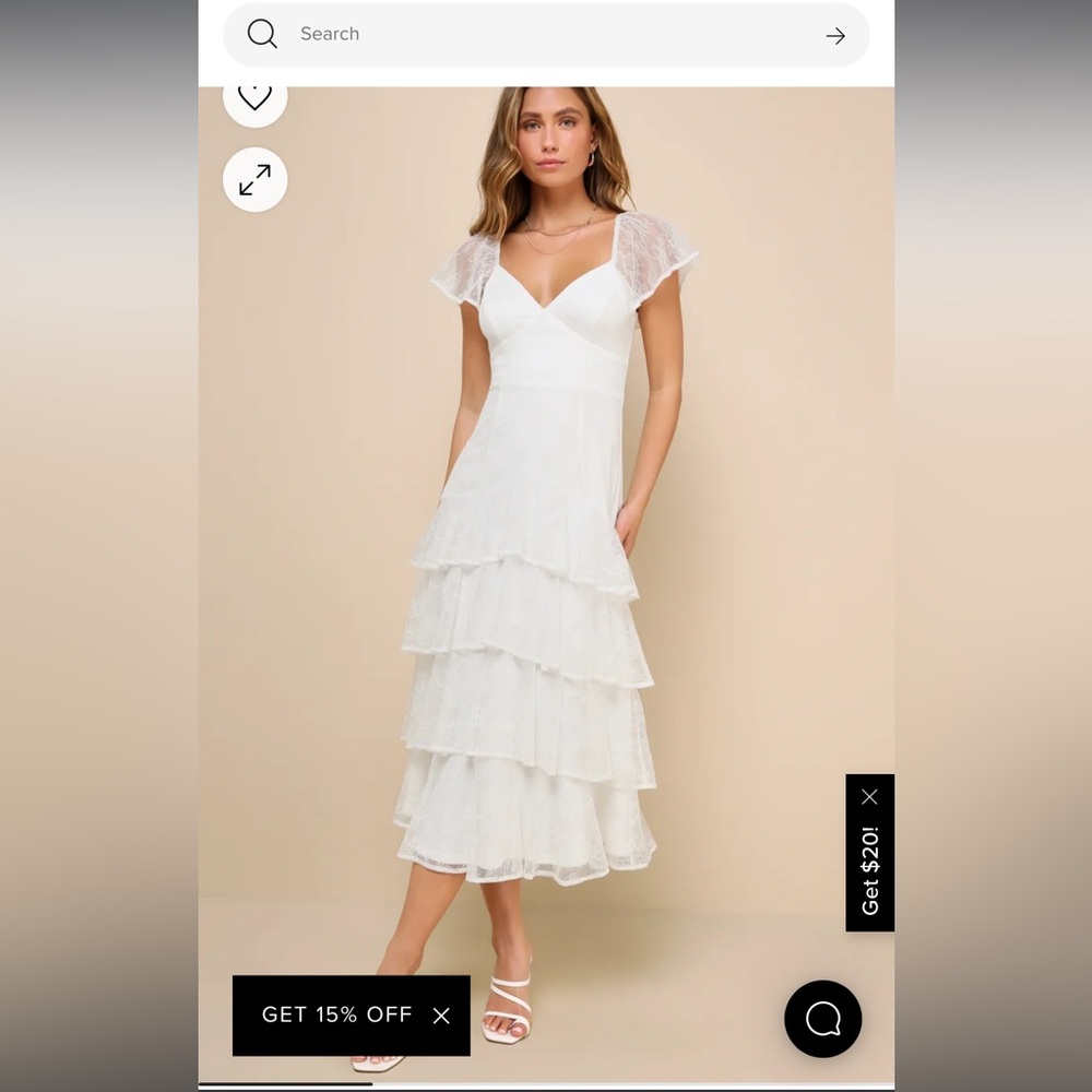 LuLu’s Graceful Darling Flutter Sleeve Tiered Midi Dress